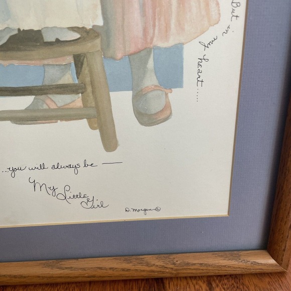 1980s Framed Print My Little Girl D. Morgan Vintage Mother Daughter 13” x 24” - Picture 6 of 9